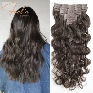 Extensions à clips Couleur n°2 - Ondulées / Body Wave Virgin 100% Cheveux Humains - 8 Pièces/120gr feelnbeauty.com