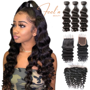 Lot 3 Tissages + Closure 4x4 ou Lace frontal 13x4 Cheveux Style Naturel / Virgin Natural Wave Hair (Brésilien 10A) feelnbeauty.com