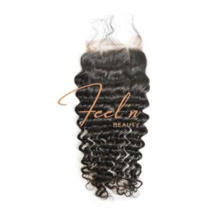 Closure 4x4 Cheveux Vierges Bouclée / Virgin Deep Wave Hair (Brésilien 10A) feelnbeauty.com