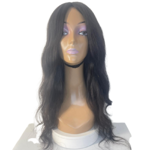 FeelnBeauty - Perruque faite à la main - Aaliyah - 22 pouces - couleur noir naturel - Cheveux indiens ondulés vierges