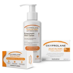 Oxyprolane® Protocole Éclat du Teint In & Out – 30 gélules + lait 500 ml + Savon 220 gr