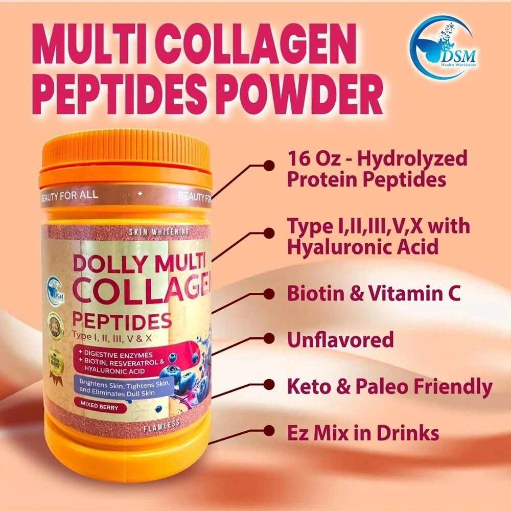 dolly-multi-collagen-face-800g Complément alimentaire Dolly Multi Collagen Peptides 800 g pour la beauté de la peau, des cheveux et des ongles