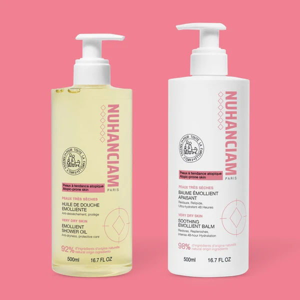 Nuhanciam – Duo Baume + Huile de Douche pour les Peaux à Tendance Atopique – 2 X 500ml