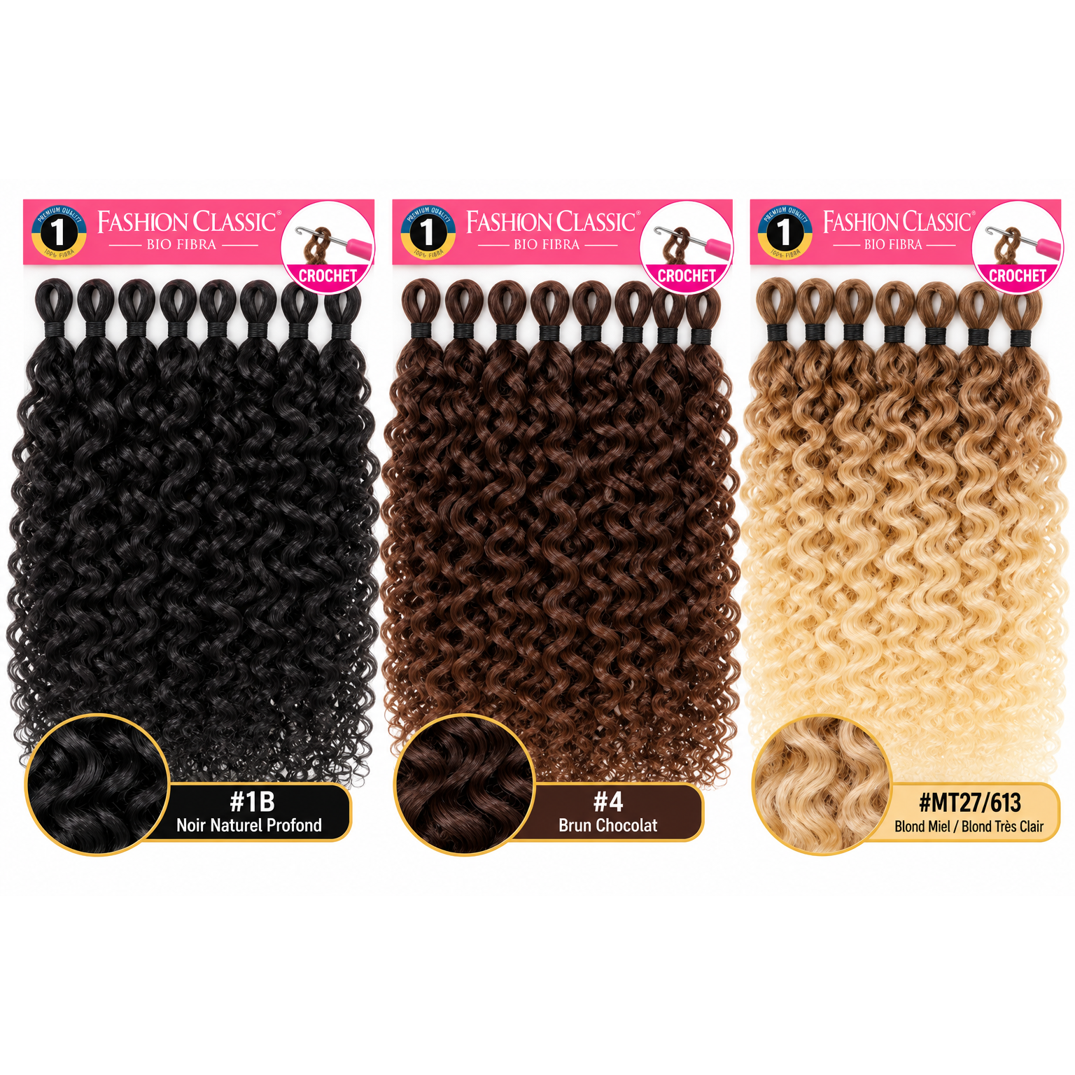 Fashion Classic ERIKA – Bio Fibra Crochet – Noir, Brun Chocolat et Blond Miel