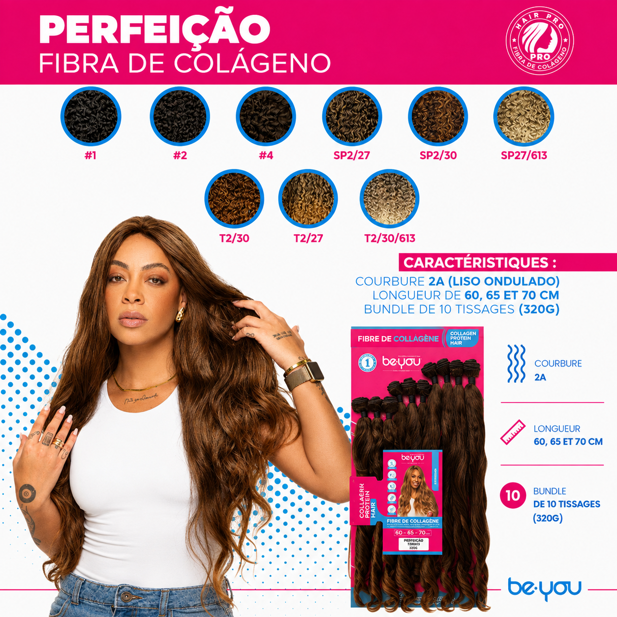 Be You Hair Perfeição – Coloris et caractéristiquess Be You Hair Perfeição fibre de collagène 2A – coloris et caractéristiques
